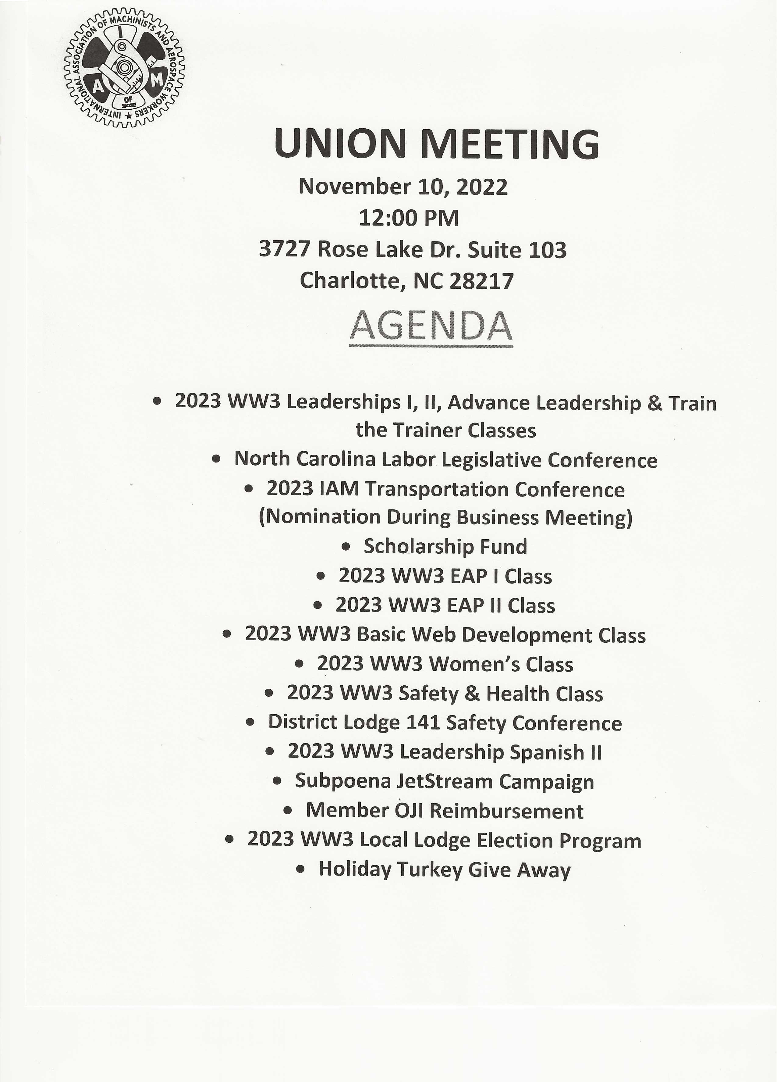 November Business Meeting
